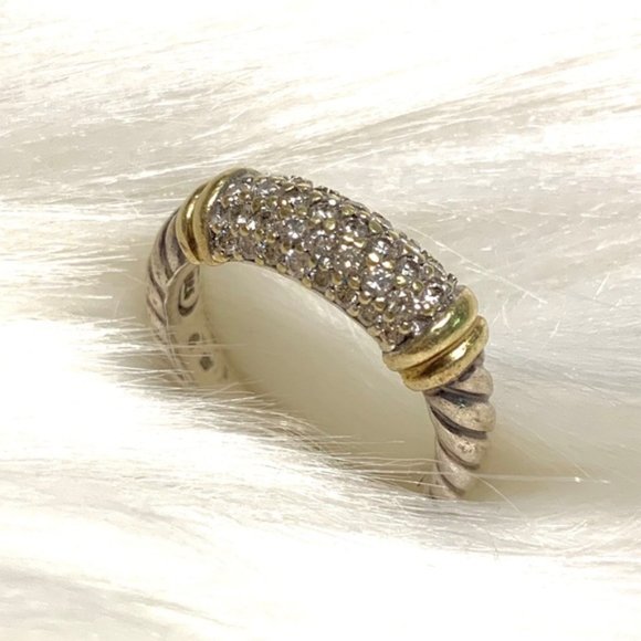 Yurman 5 row pavé diamond gold metro bar ring sz 6 - Picture 1 of 5